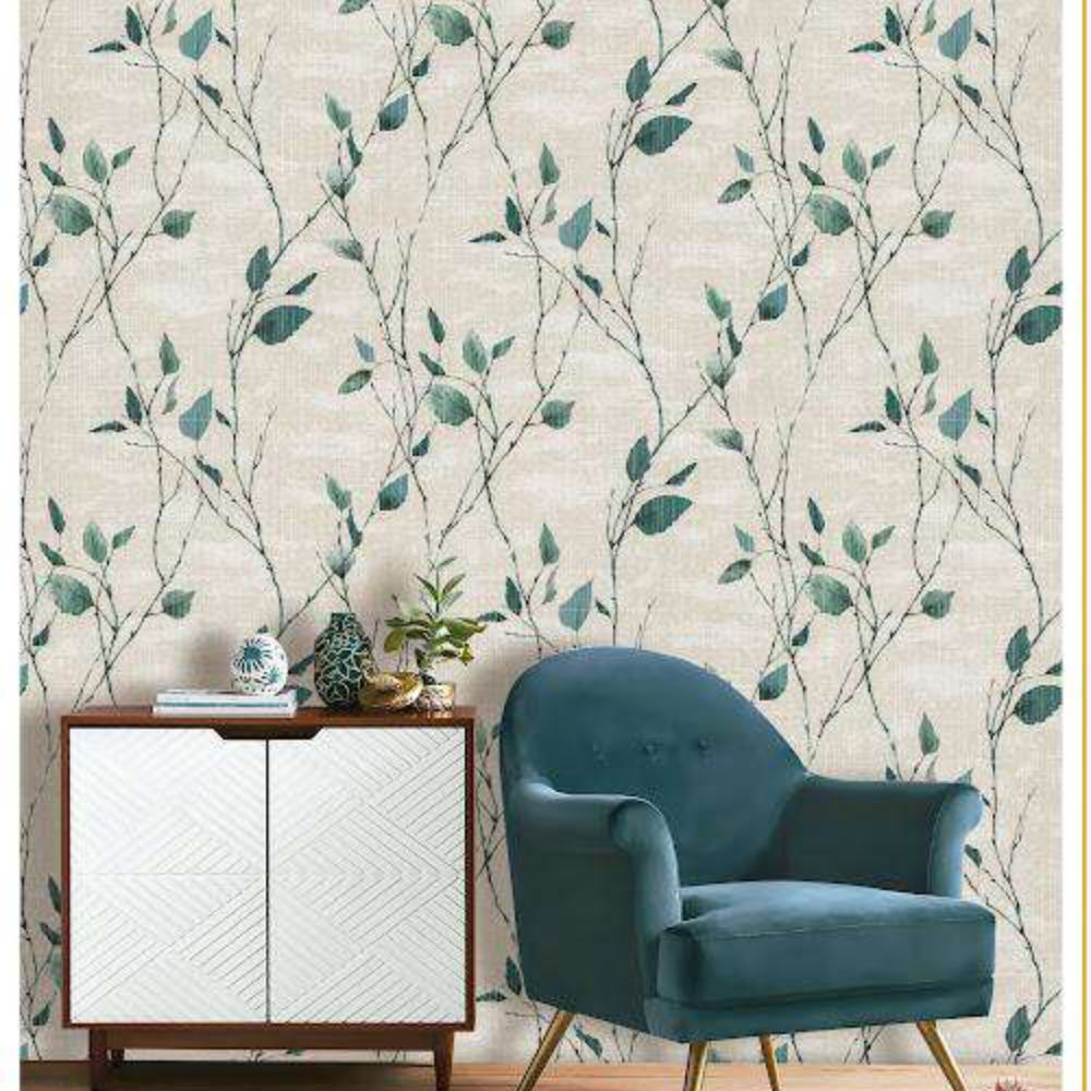 HOME DECOR TREE LEAVES GREY MONACO WALLPAPERS