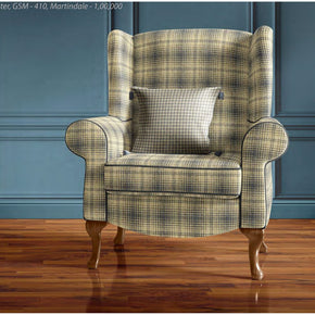 COUNTRY BEIGE BLUE CHECK SOFA FABRICS