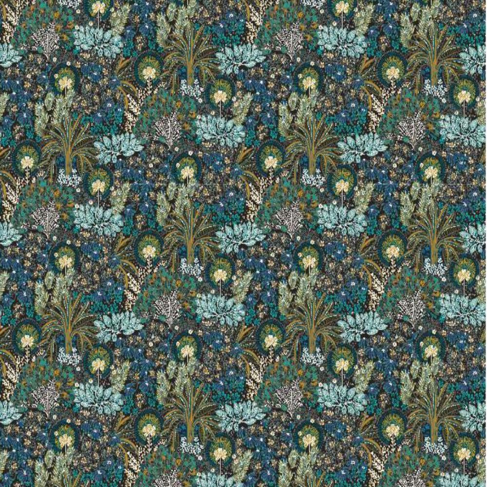 ARUBA PRINT POLYESTER CURTAIN FLORAL GREEN  FABRIC 101