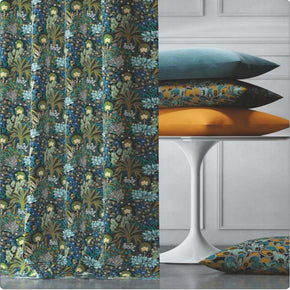 ARUBA PRINT POLYESTER CURTAIN FLORAL GREEN  FABRIC 101