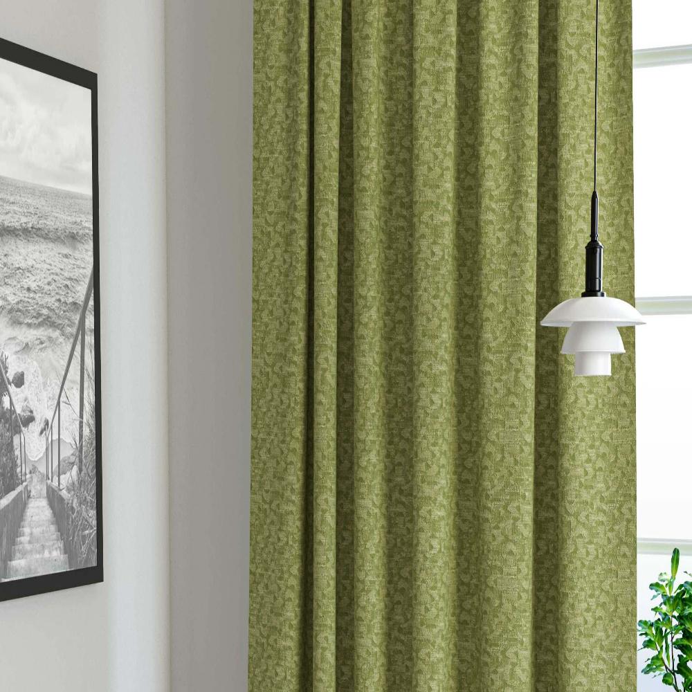 ASTRO JACQUARD  DARK GREEN TEXTURE MAIN CURTAIN FABRIC
