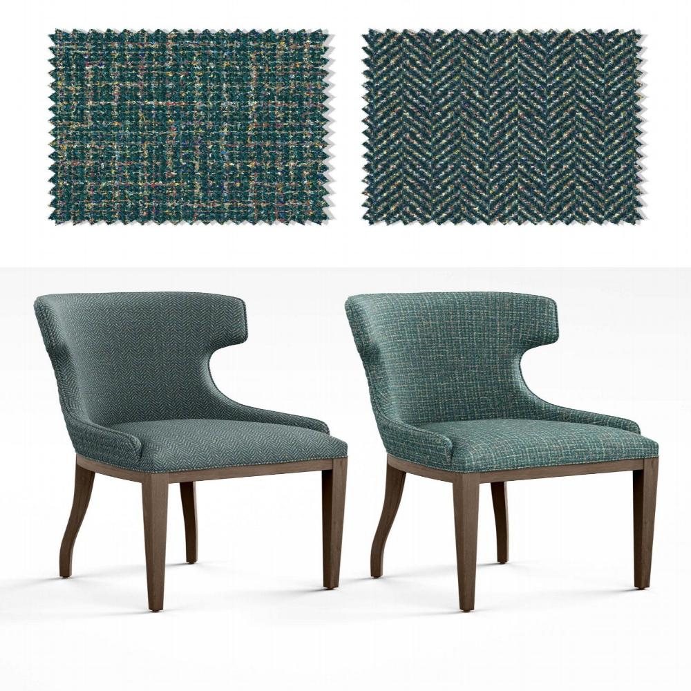 CASCADE II VELVET POLYESTER UPHOLSTERY TEXTURE CHECK GREEN FABRIC