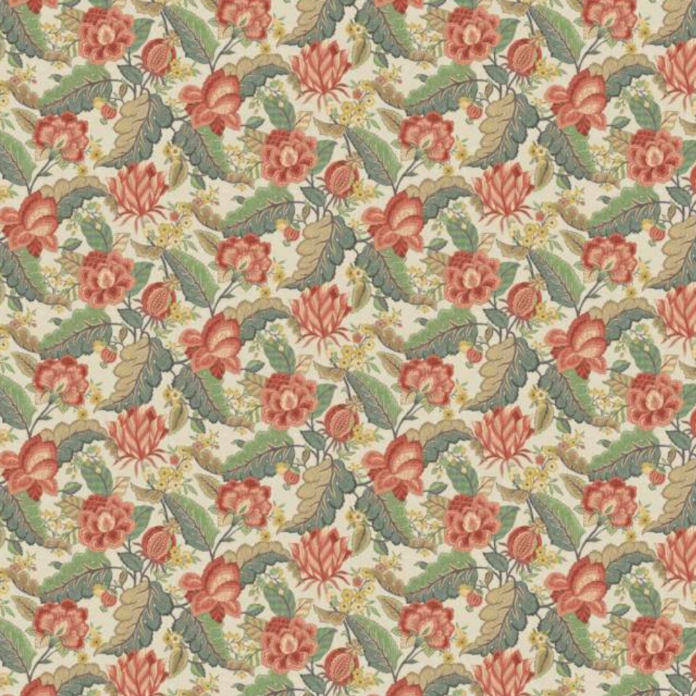 CINTHIA  PRINT FLOWERING RED CURTAIN FABRIC