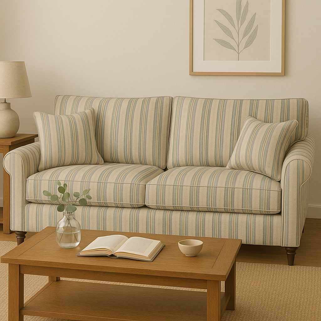 CINTHIA STRIPE UPHOLSTERY POLYESTER VIS LINEN  FABRIC