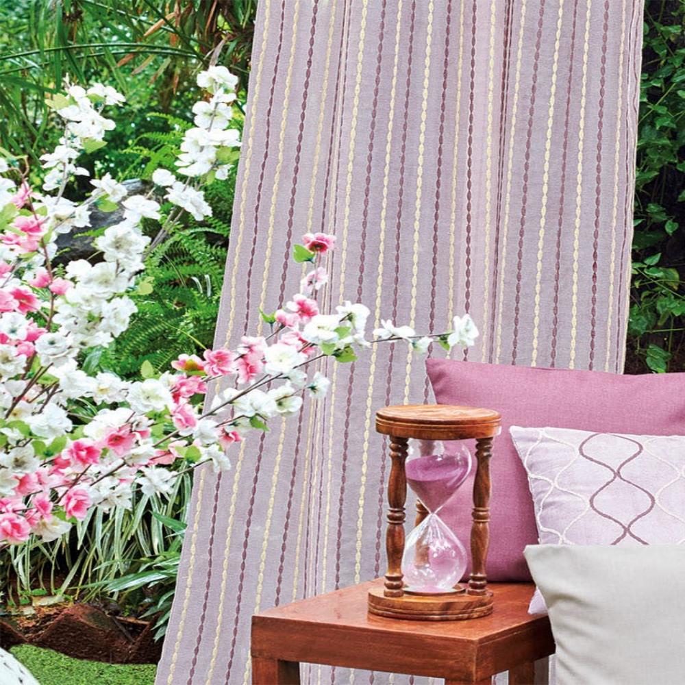 CROWN EMBROIDERY LINE SHEER CURTAIN FABRIC