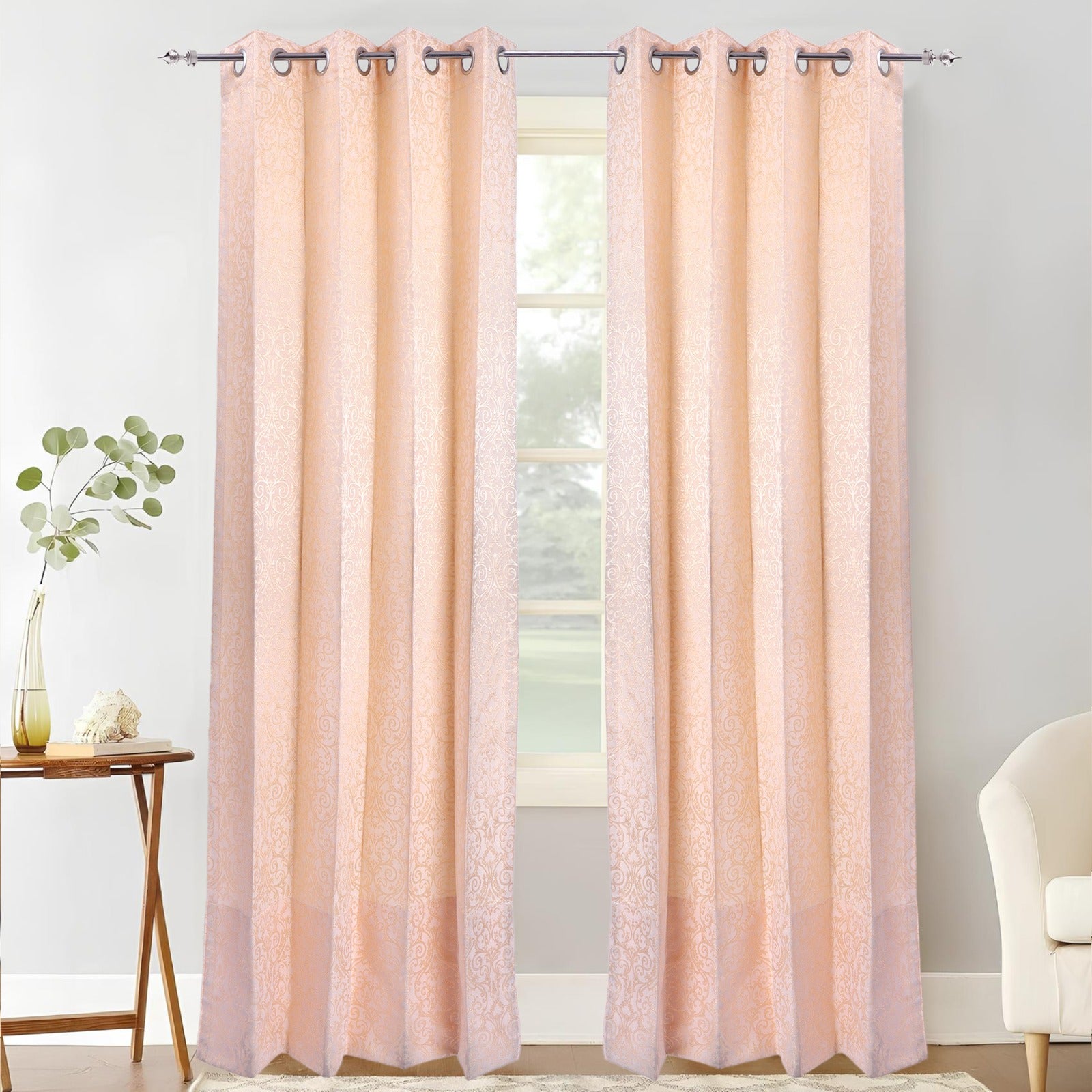 JACQUARD SELF PRINT  BEIGE FABRIC CURTAIN