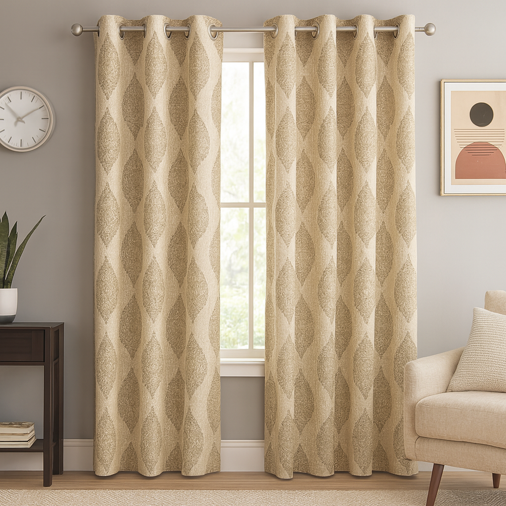 Pattern Motifs Ready Curtain for Living Room and Bedroom