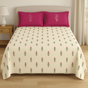 DAZZLE SUPER SOFT COTTON PRINTED BEIGE  DOUBLE  BEDSHEET