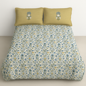 DAZZLE SUPER SOFT COTTON PRINTED BLUE DOUBLE  BEDSHEET