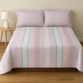 DAZZLE PRINTED GEOMETRIC PINK SUPER SOFT COTTON  DOUBLE  BEDSHEET