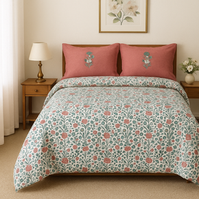 DAZZLE  SUPER SOFT COTTON PASTEL BLUE PRINTED DOUBLE BEDSHEET