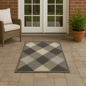 SANDRO JUTE DOORMAT GEOMETRIC SQUARE CUT  100% POLYESTER