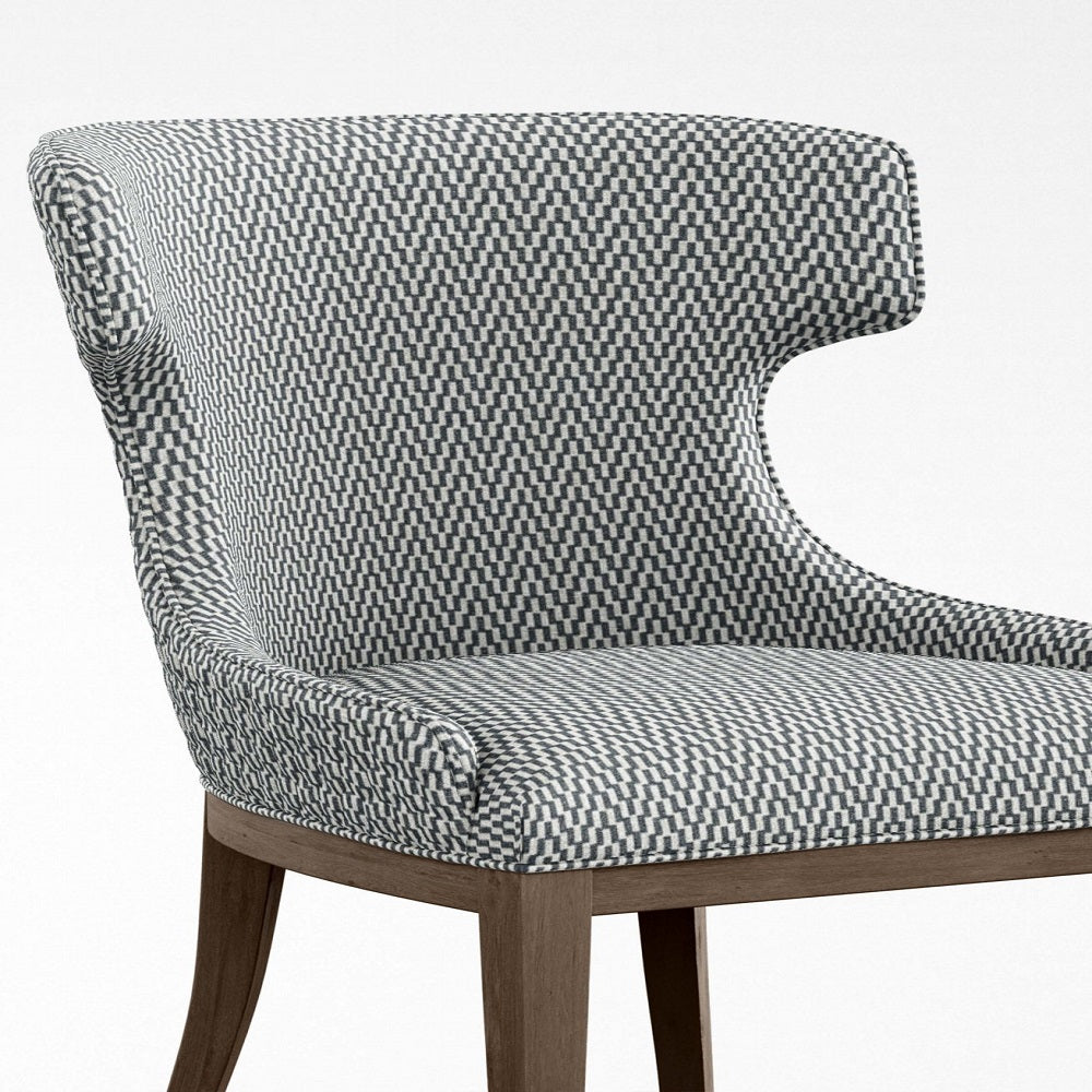 Geometric Fineprint  herringbone blue upholstery fabrics
