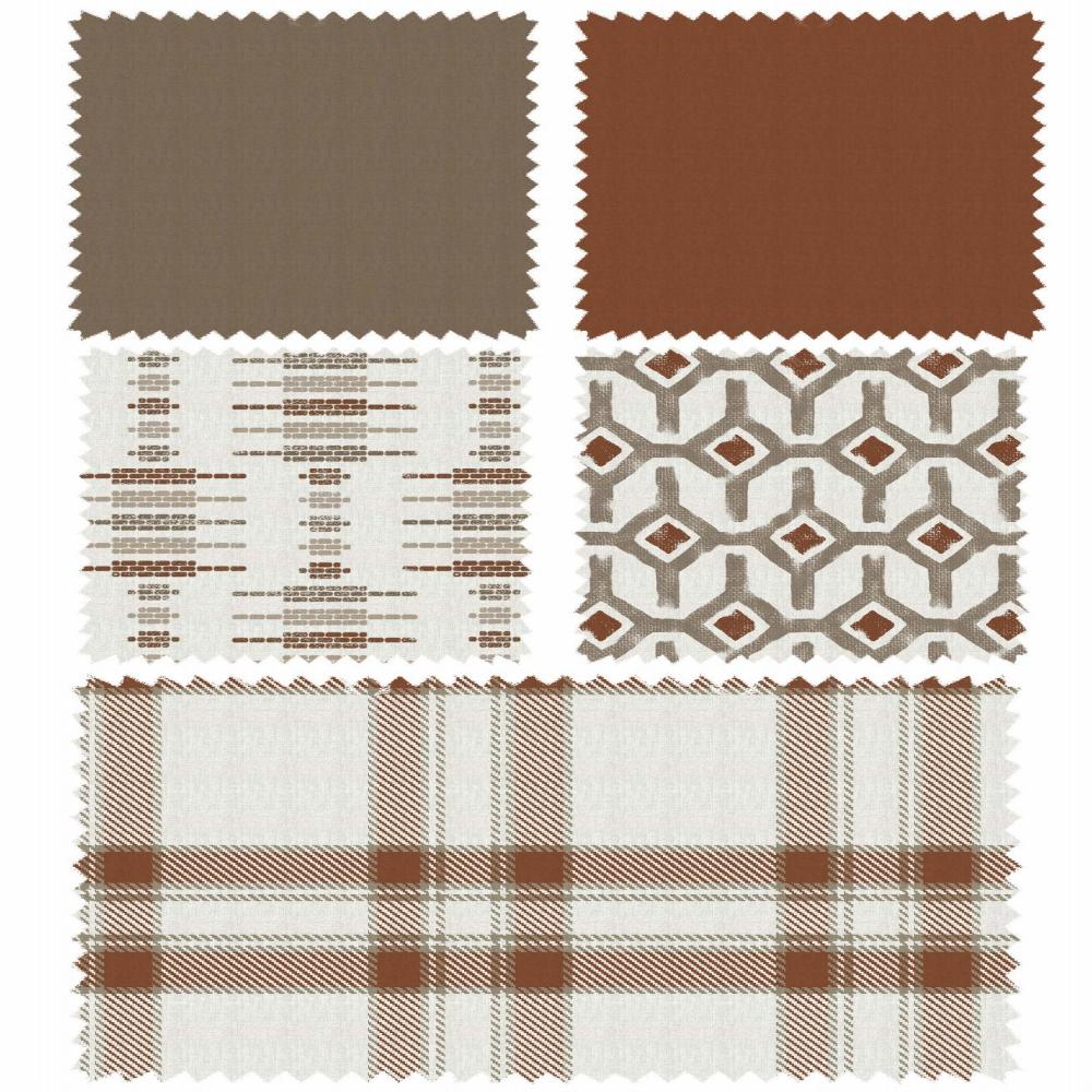 GEOMETRIC FINE CHECK BROWN UPHOLSTERY