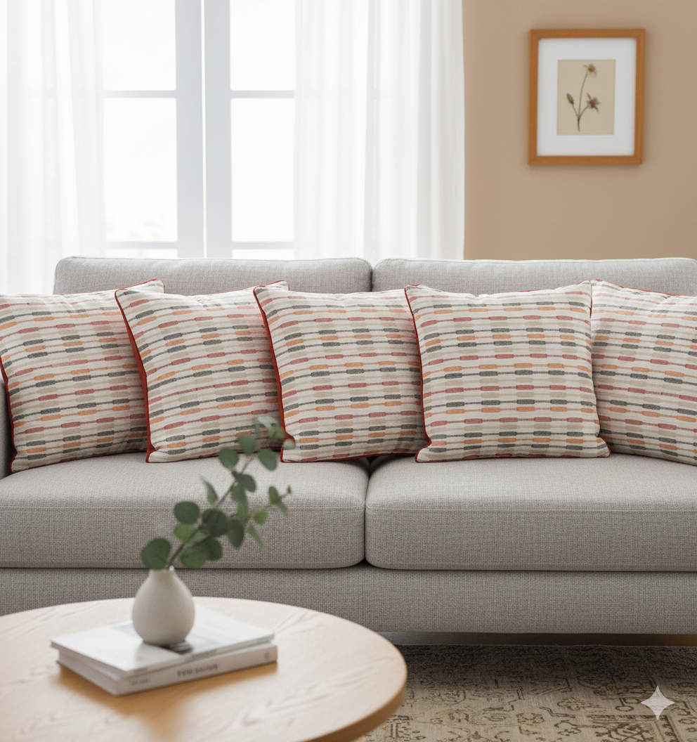 Woven Striped Cushion Cover Set OF 5 40cmx40cm