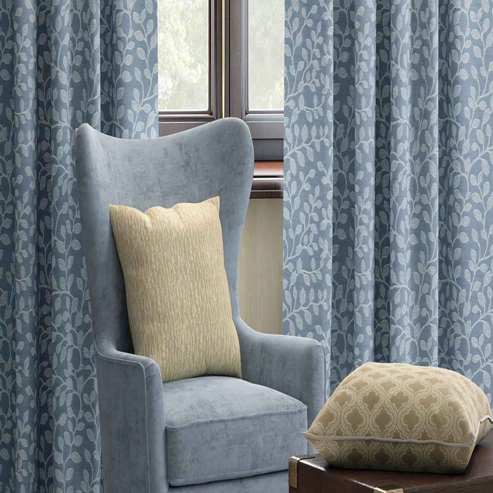 HILTON JACQUARD LEAF MAIN CURTAIN  FABRIC