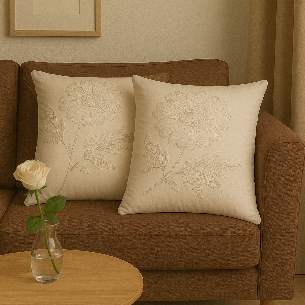 VELVET GOLDEN FLOWER CUSHION COVER