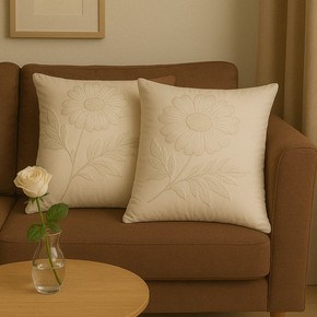 VELVET GOLDEN FLOWER CUSHION COVER