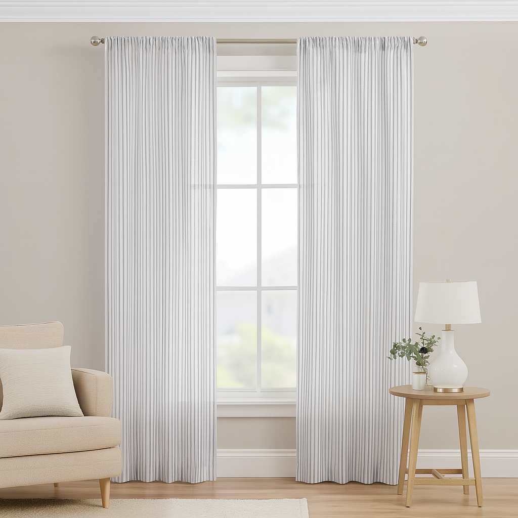 Stunning Sheer Curtain Fabric STRIPE DESIGN 31446