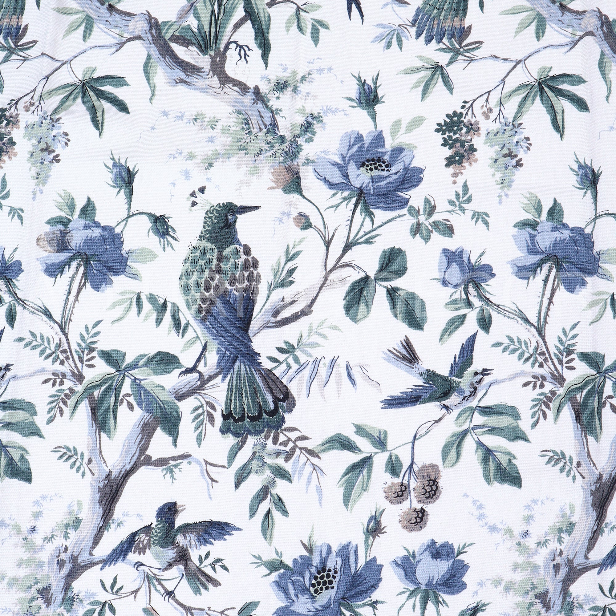 ELEGANT PRINTED WHITE AND BLUE BIRD CURTAIN FOR BEDROOM LIVINGROOM