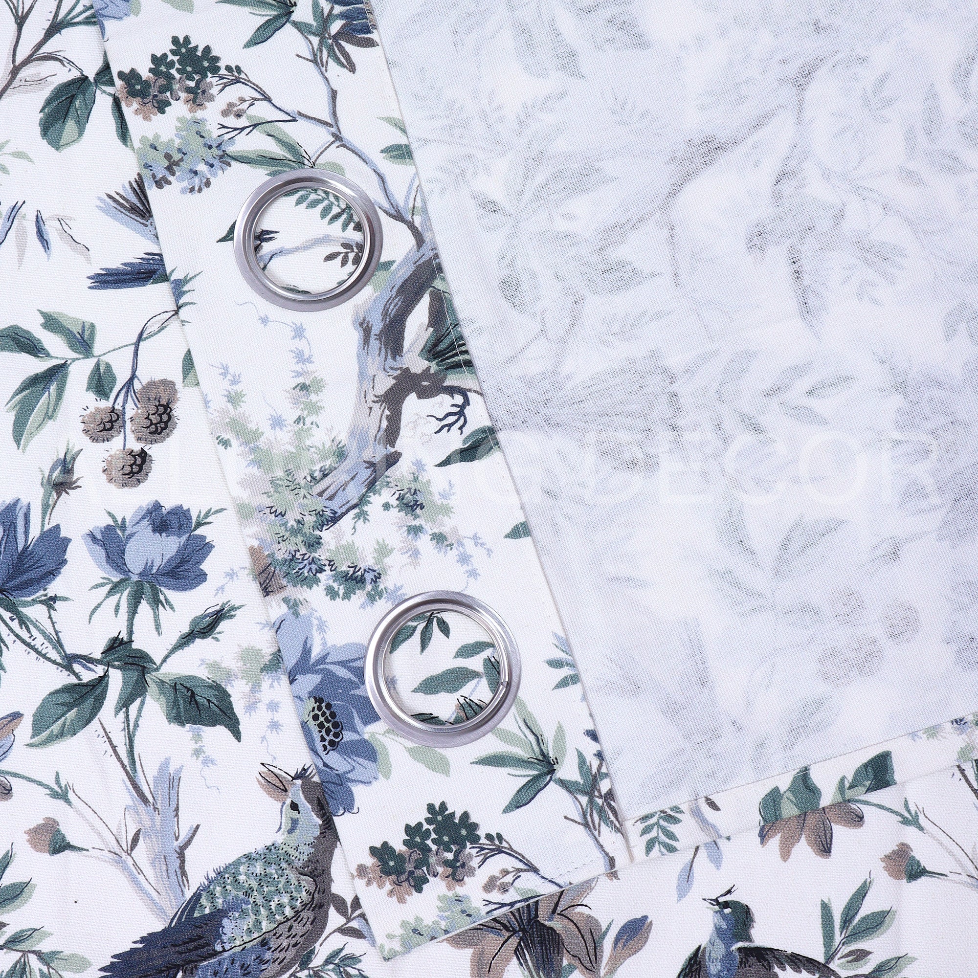 ELEGANT PRINTED WHITE AND BLUE BIRD CURTAIN FOR BEDROOM LIVINGROOM