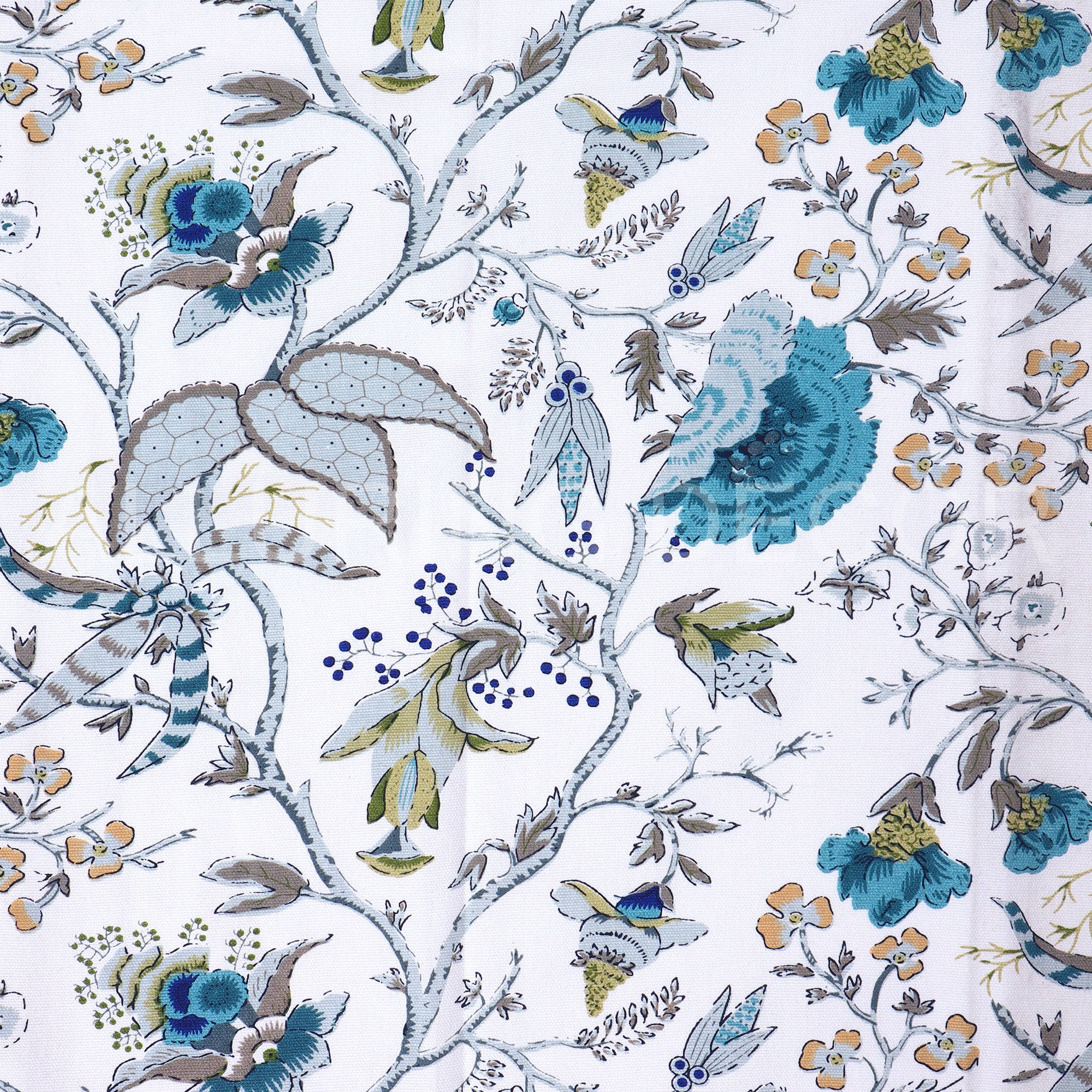 ELEGANT PRINTED FLOWER LEAF WHITE BLUE  CURTAIN FOR BEDROOM & LIVING ROOM