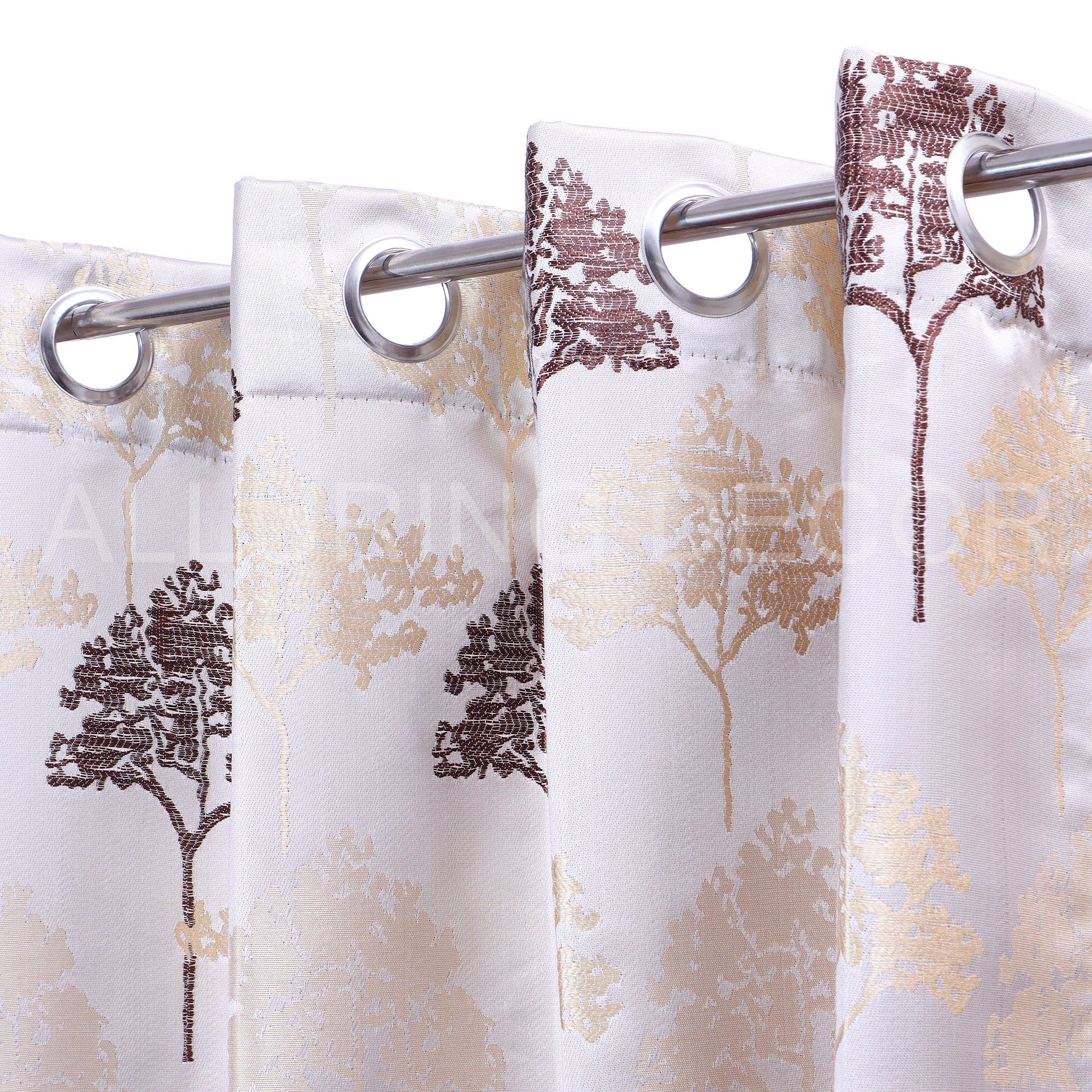 ELEGANT INDIAN PRINT GOLDEN BROWN CURTAINS FOR LIVING ROOM & BEDROOM