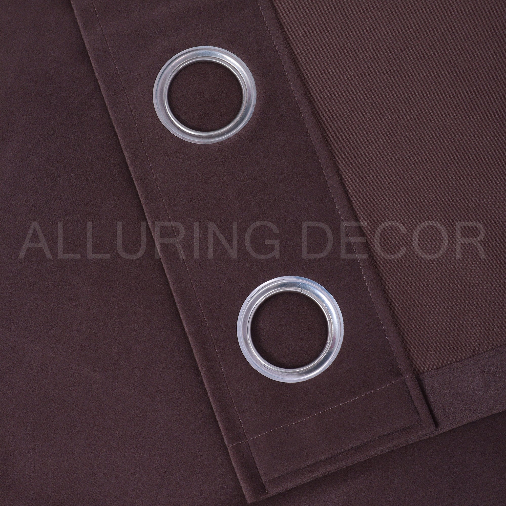 PATTERN OF SMALL DARK BROWN VELVET  EYELET CURTAIN FOR LIVING ROOM & BEDROOM