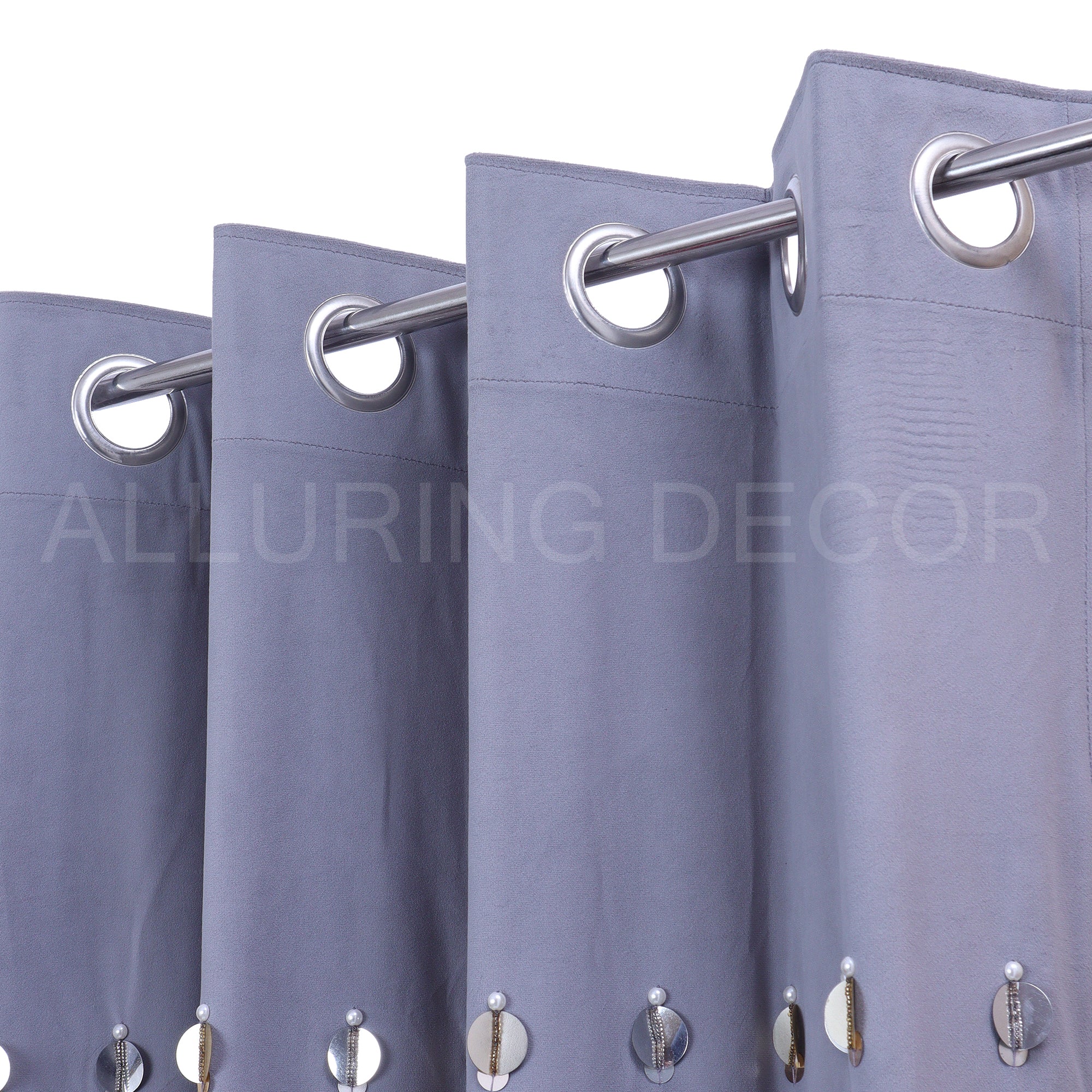 Hand made reflective embellishments eyelet curtain for living room & bedroom