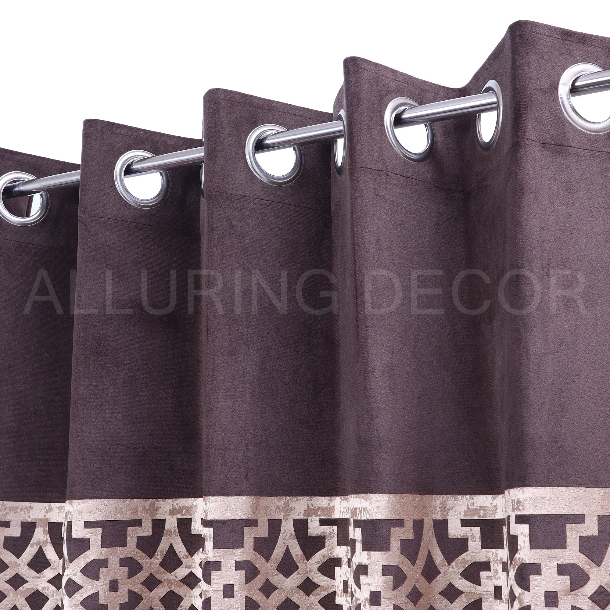 PATCH WORK DARK BROWN EYELET CURTAIN FOR LIVING ROOM & BEDROOM