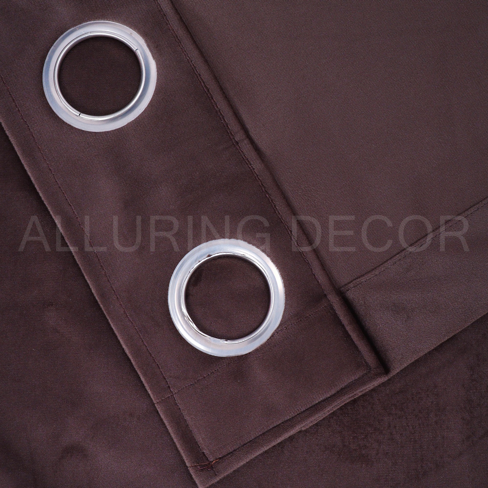 PATCH WORK DARK BROWN EYELET CURTAIN FOR LIVING ROOM & BEDROOM