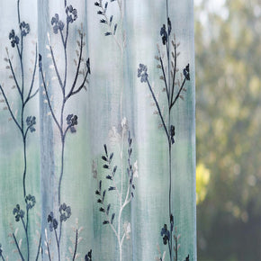 KALAHARI EMBROIDERY POLYESTER TREE FLOWER SHEER CURTAIN  FABRIC