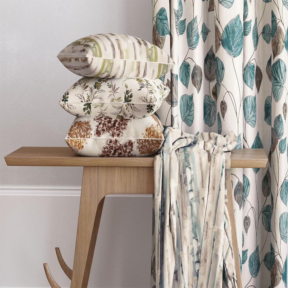 OCEAN PRINT POLYESTER ABSTRACT FLOWER BLUE  MAIN CURTAIN FABRIC