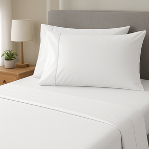 Oscar 100% cotton double bedsheet set : 400 101A Bright white SM