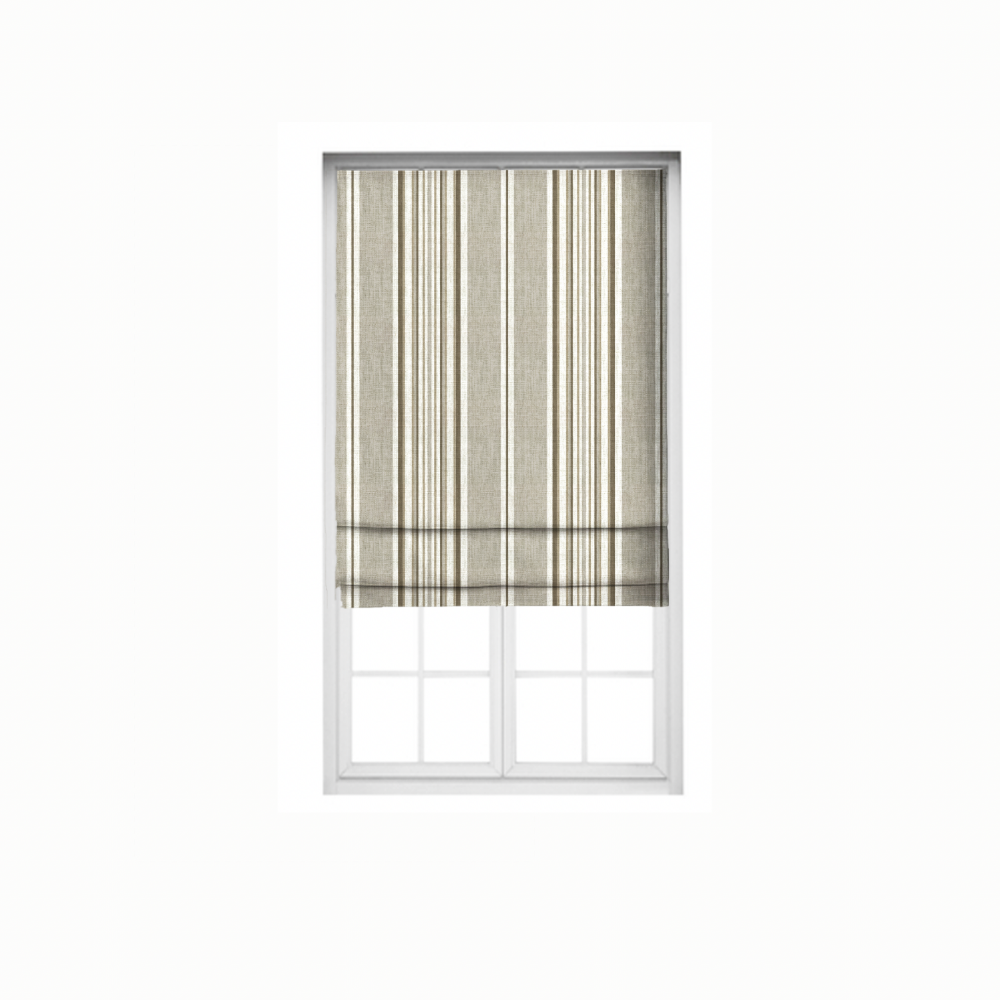 Roman Stripes Blind  FABRICS GRAY  POLYESTER LINEN STRIPES