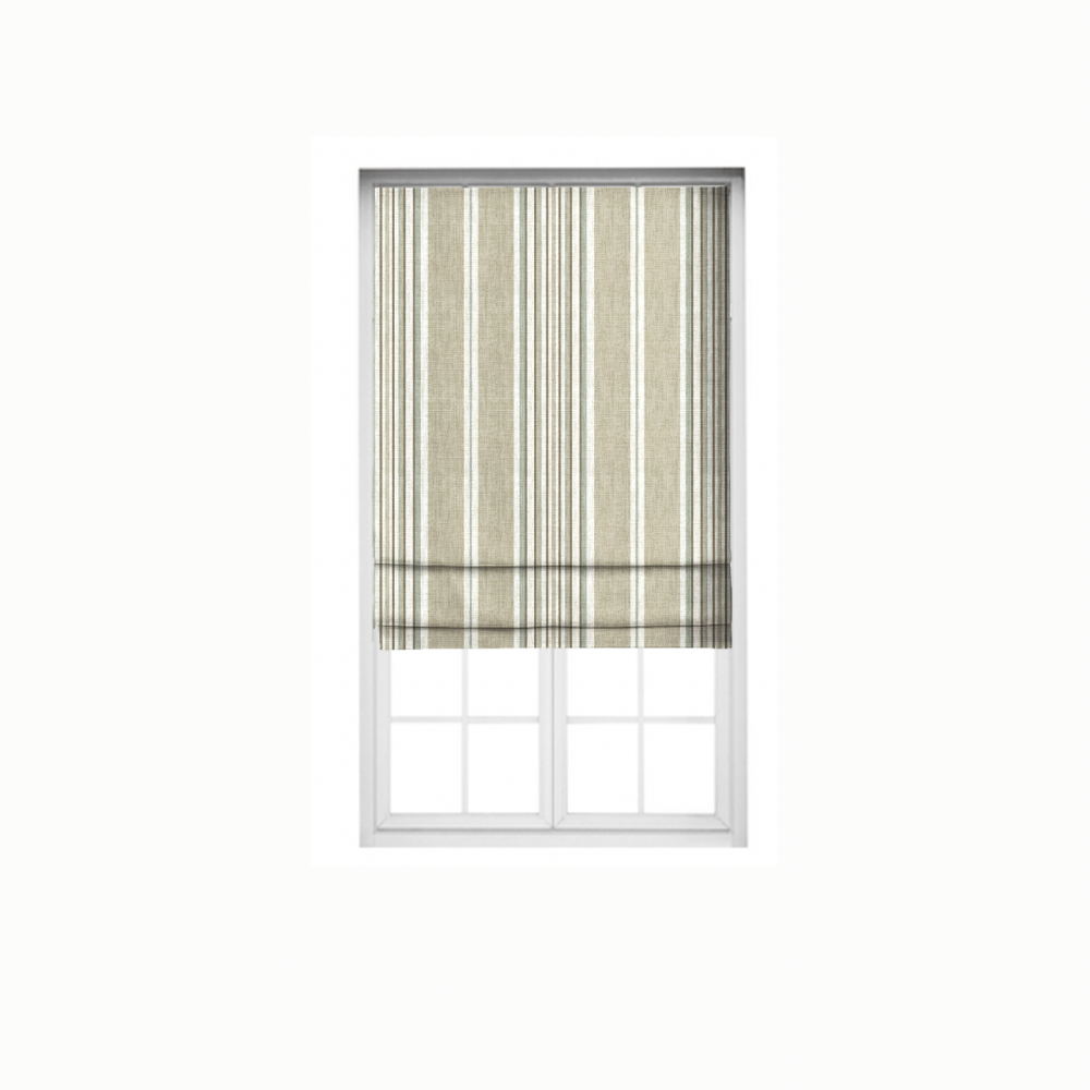 Roman Stripes Blind gray & beige mini stripe polyester linen  Fabric