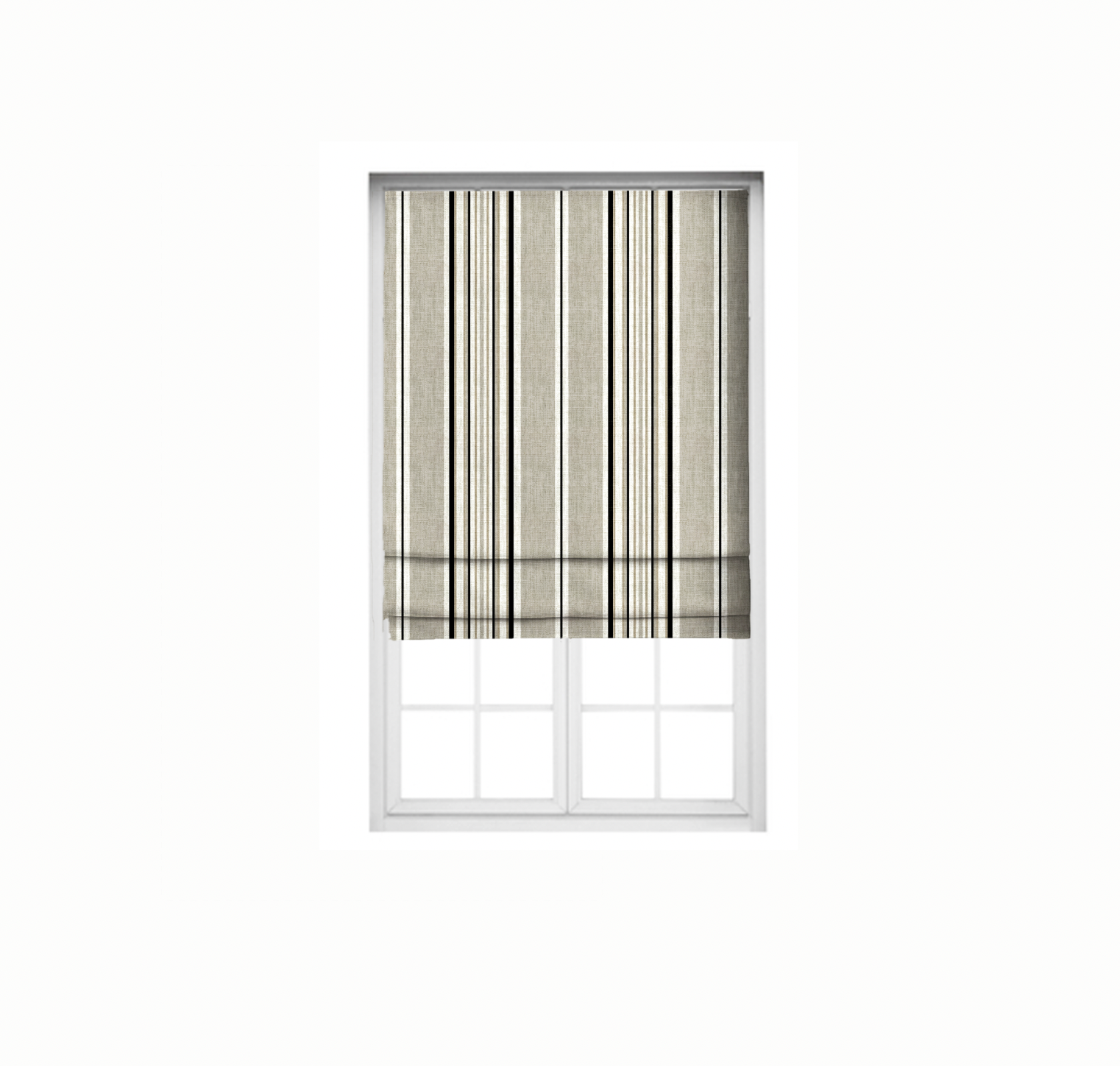 Roman Stripes Blind  fabric polyester linen silver gray