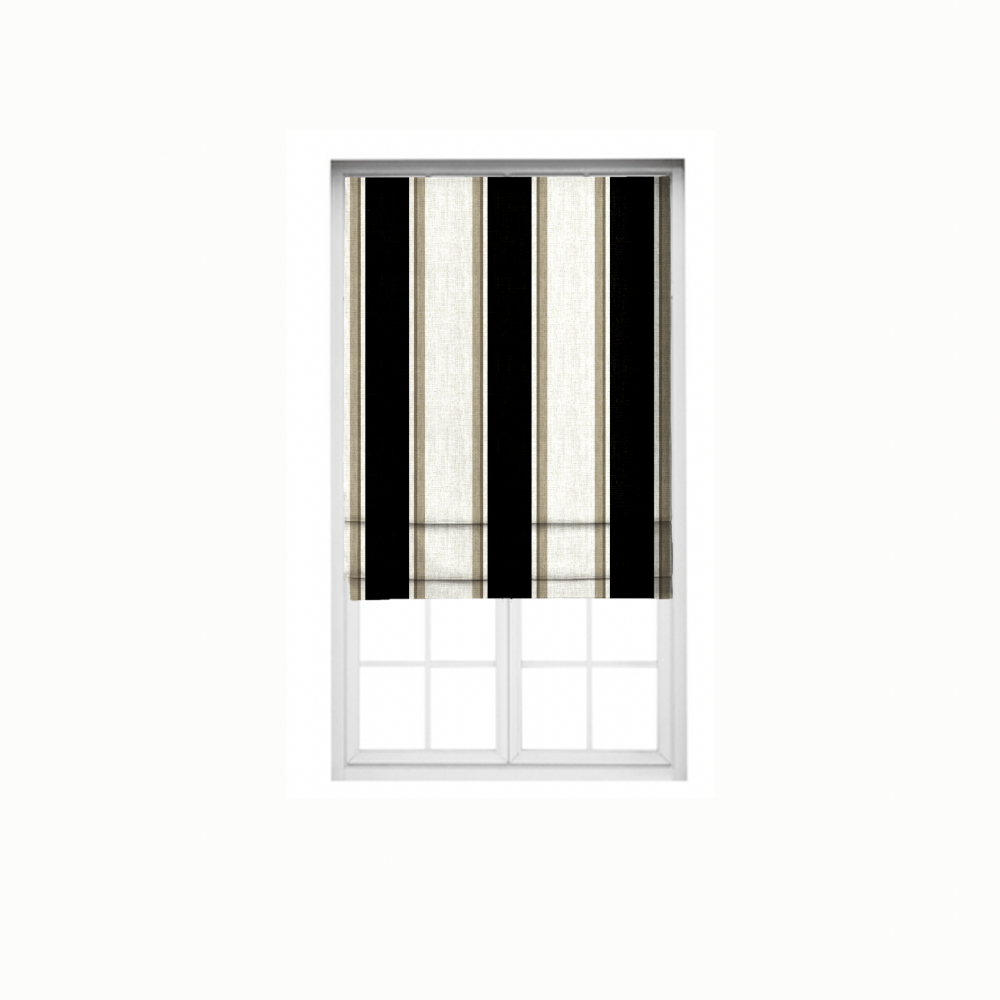 Roman Stripes Blind FABRIC POLYESTER LINEN BLACK GRAY
