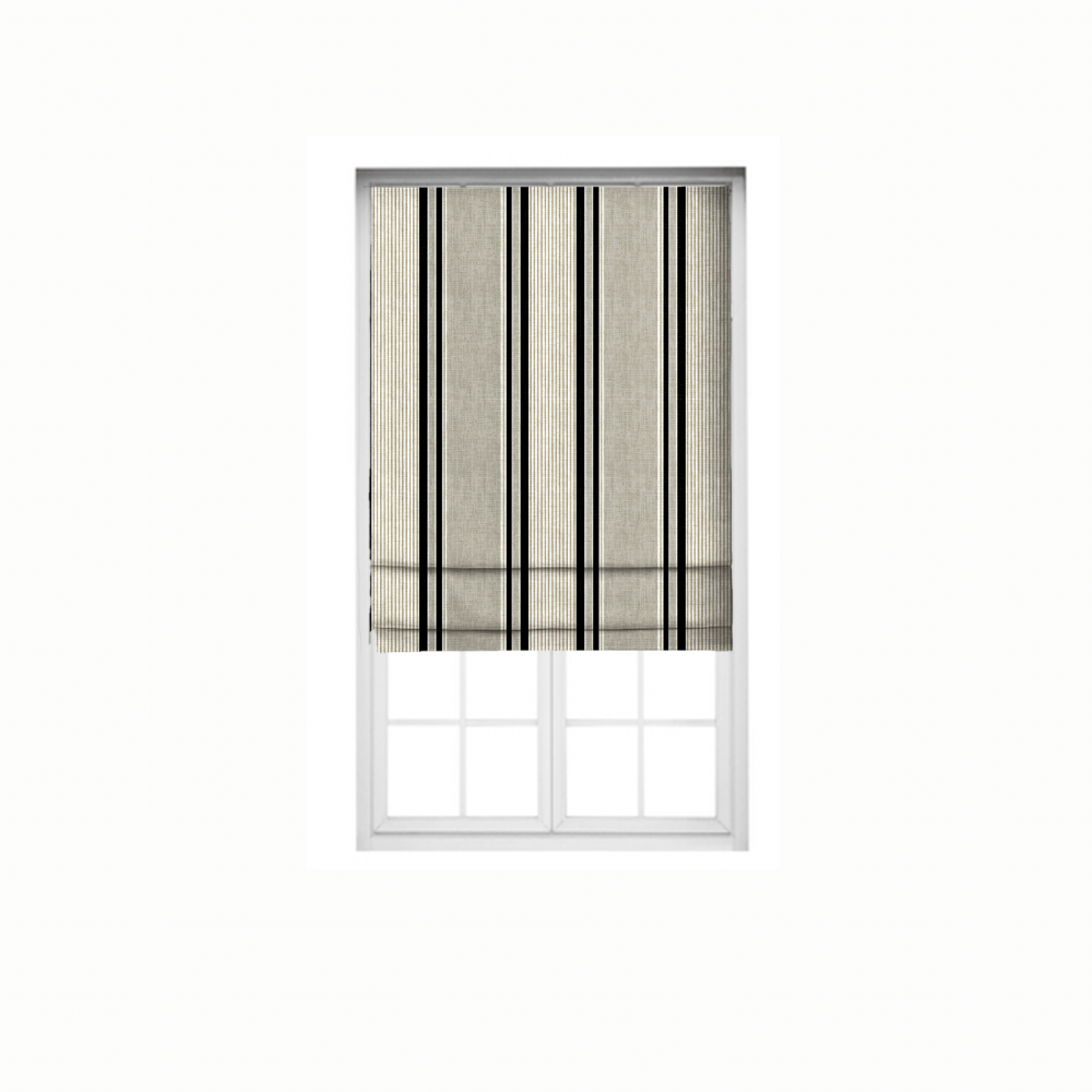 Roman Stripes Blind  FABRICS SILVER GRAY STRIPES