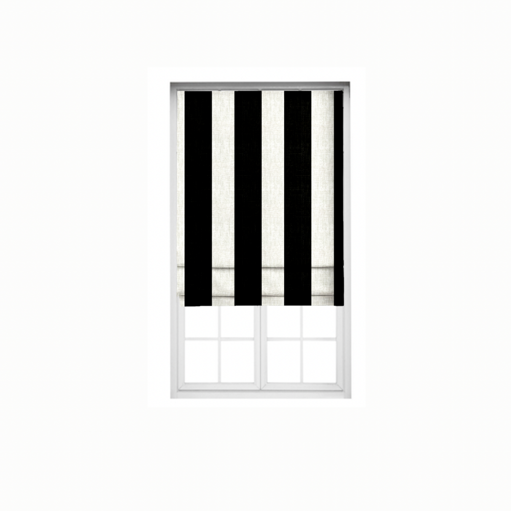 Roman Stripes Blind FABRICS POLYESTER LINEN BLACK AND WHITE