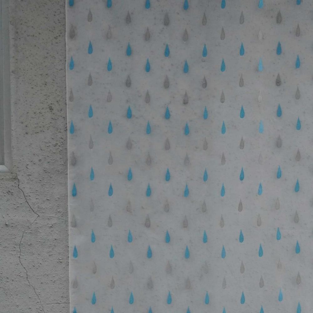 SINTRA EMBROIDERY DROPS BLUE GRAY  SHEER FABRIC 29018