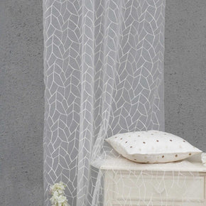 SINTRA EMBROIDERY GEOMETRIC WHITE  SHEER CURTAIN  FABRIC 29012