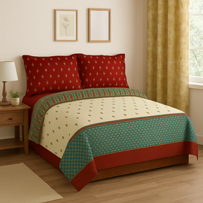 STELLAR  SUPER SOFT  COTTON PRINTED RED  DOUBLE   BEDSHEET