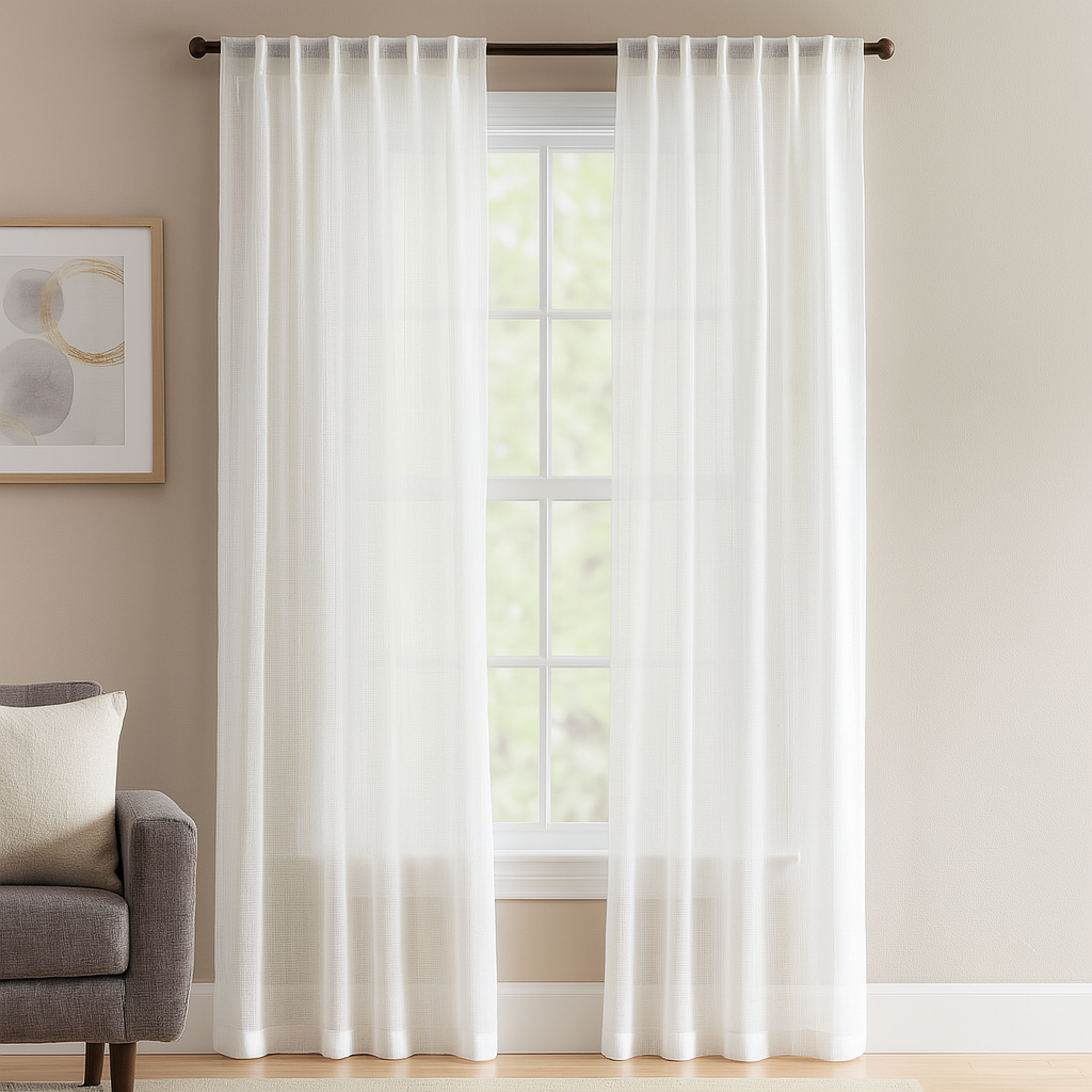 Stunning Sheer Curtain Fabric Plain Design 31401