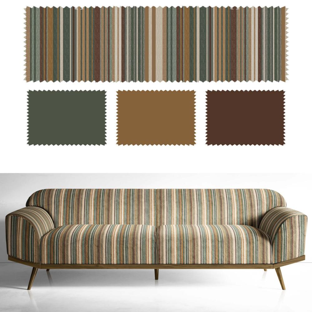 VELVET STRIPES POLYESTER BROWN CHECK UPHOLSTERY  VT - 207 FABRICS