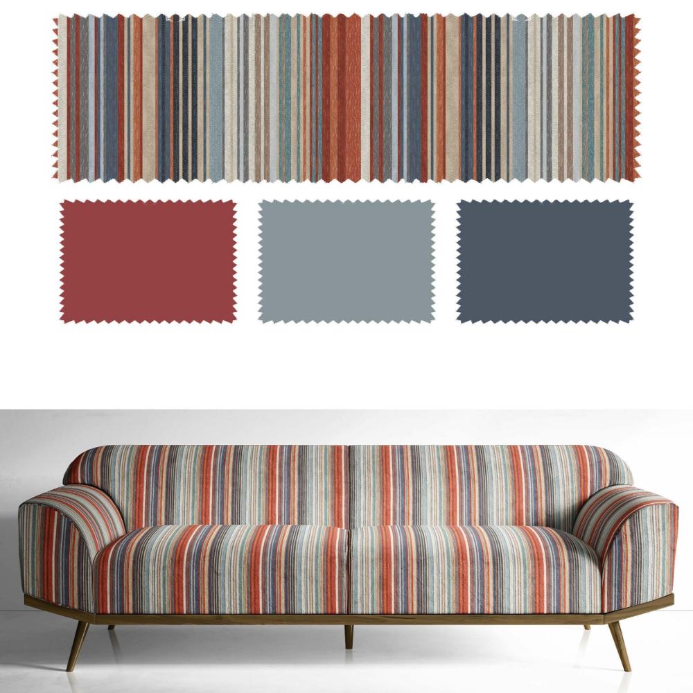 VELVET STRIPES  POLYESTER UPHOLSTERY GRAY SILVER  VT II - 210
