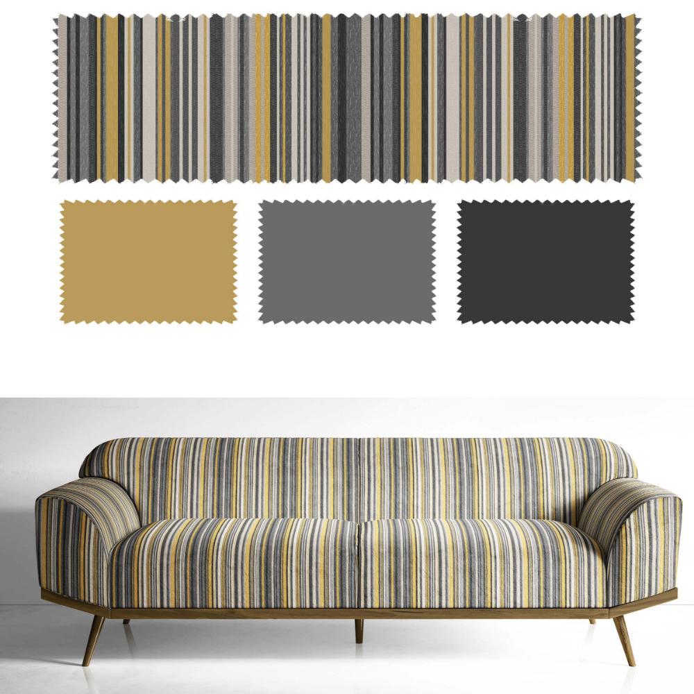 VELVET STRIPES POLYESTER UPHOLSTERY  CHECK GRAY VT II - 213