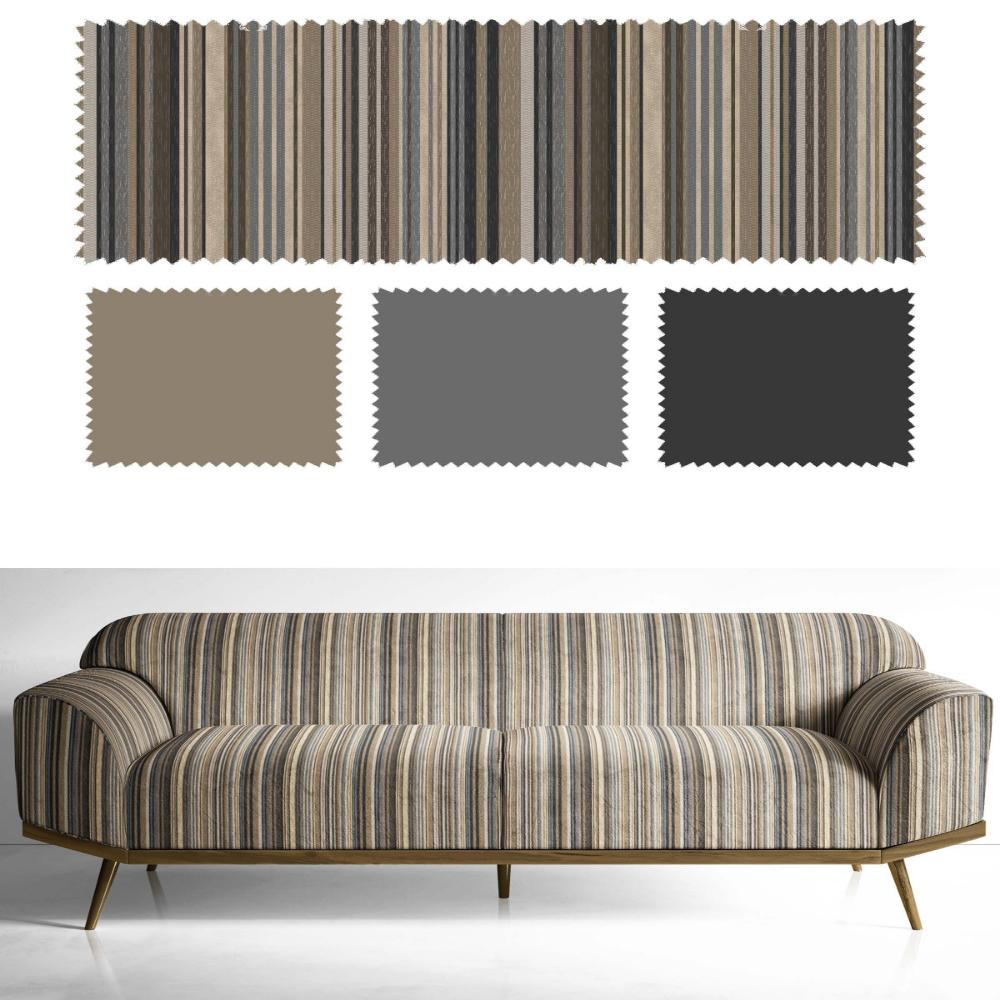 VELVET STRIPES POLYESTER UPHOLSTERY BLACK VT II - 214