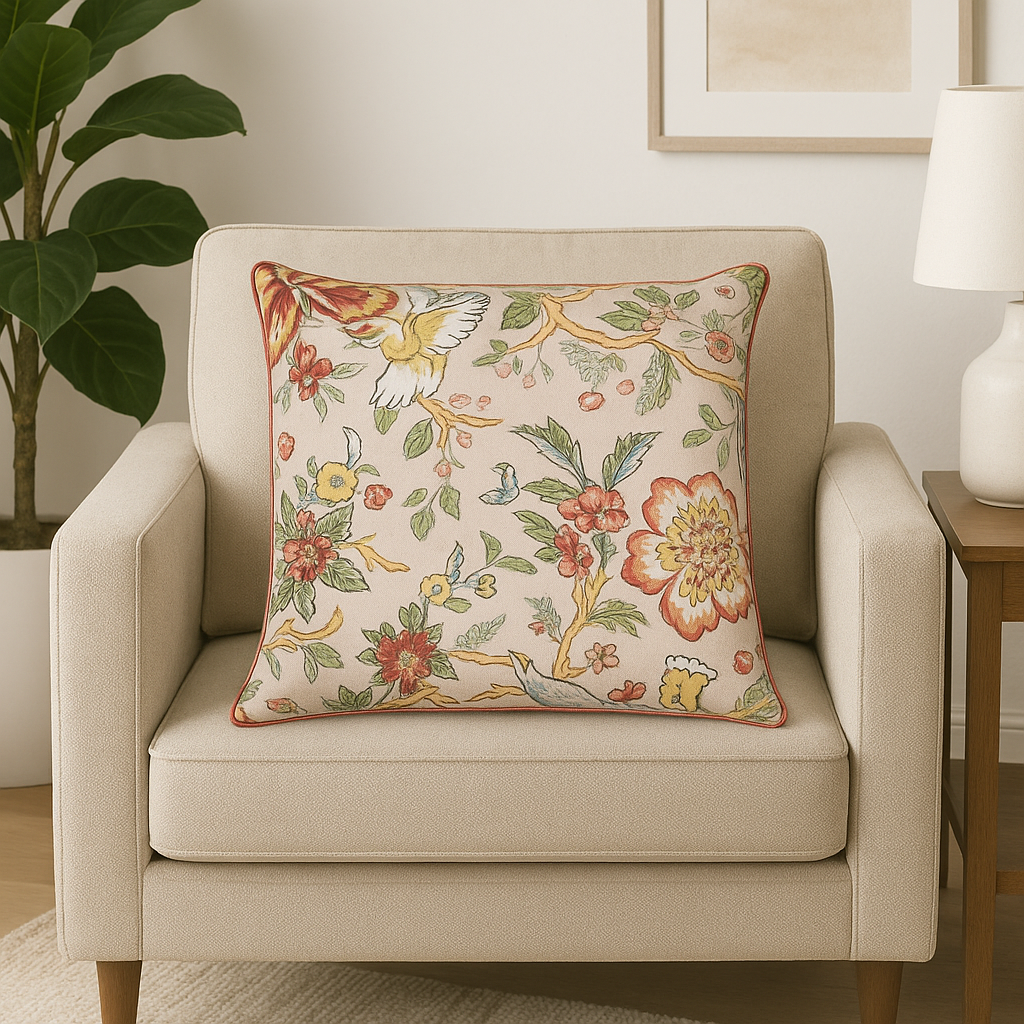 FLOWER GREEN LEAVE TREE CUSHION COVER