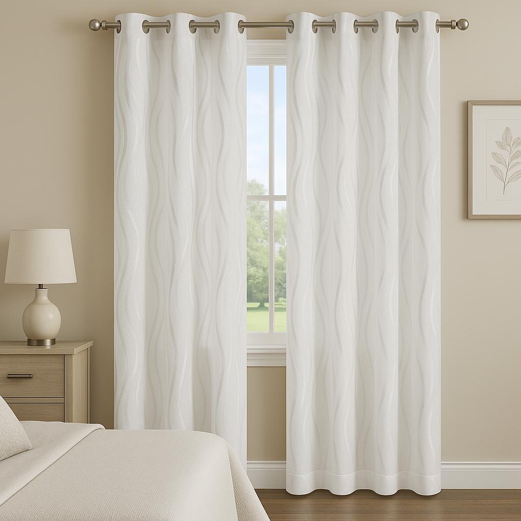 MORRIS WAVY DESIGN READY LIGHT GOLD  MADE CURTAIN